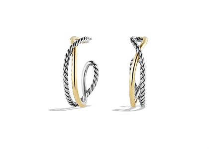 Two Tone Plated Twisted Wire Fancy Shaped Hoop Earring